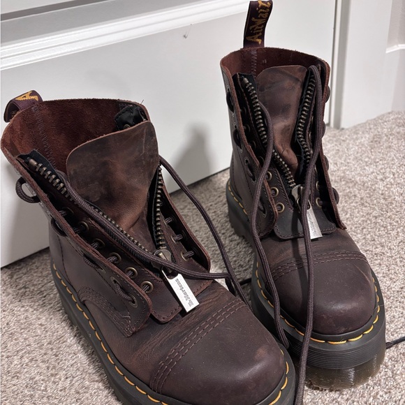 Dr. Martens Jayden Platform Brown Leather Women's size 39/8 - Picture 2 of 9